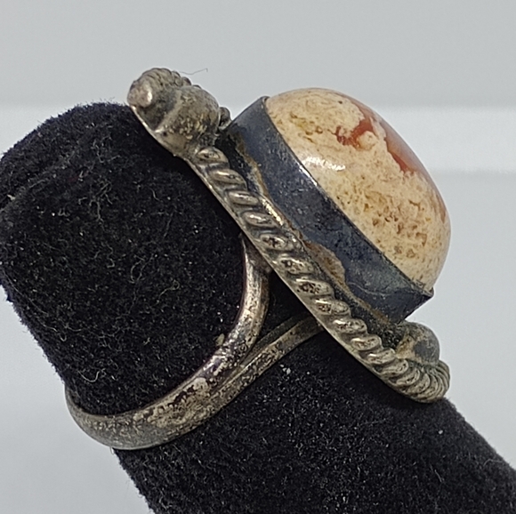 * vintage antique Mexican Fire Opal 925 sterling silver ring sz 5.5 - Picture 4 of 6
